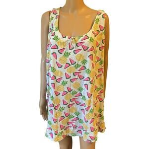 Y2K Love To Sleep sleeveless pajama dress womens L lounge sleep Fruity Print